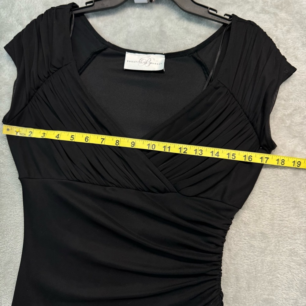 Y2K Vintage Mesh Whimsical Elegant Black Asymmetrical Dress Size S - Picture 4 of 7